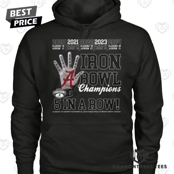 Alabama Crimson Tide Iron Bowl Champions 5 In A Row Unisex T-Shirt