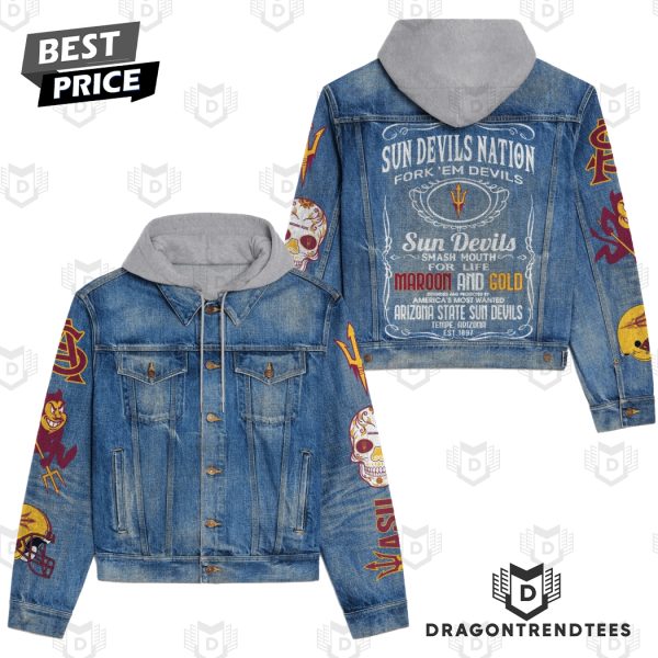 Arizona State Sun Devils – Fork Em Devils Hooded Denim Jacket