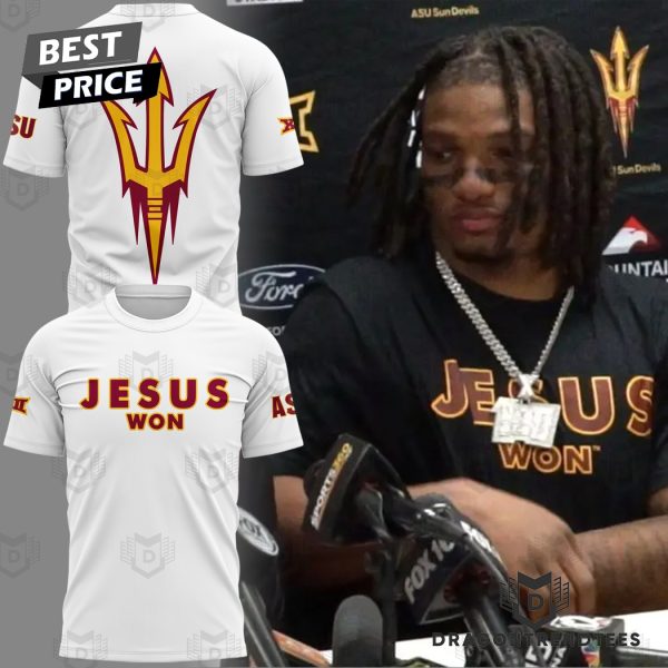 Arizona State Sun Devils Jesus Won 3D T-Shirt – White