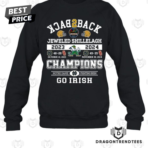 Back 2 Back Jeweled Shillelagh 2023-2024 Champions Notre Dame Fighting Irish Unisex T-Shirt