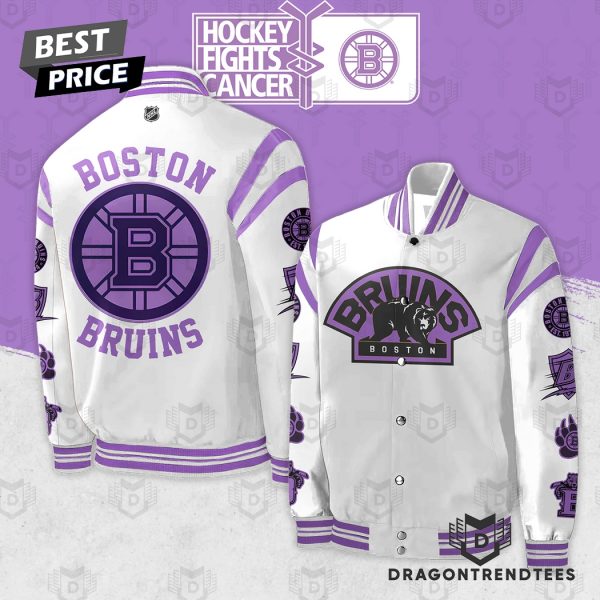 Boston Bruins Hockey Fights Cancer Baseball Jacket