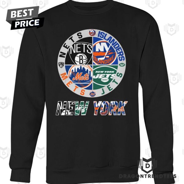 Brooklyn Nets x New York Mets x New York Jets x New York Islanders Unisex T-Shirt