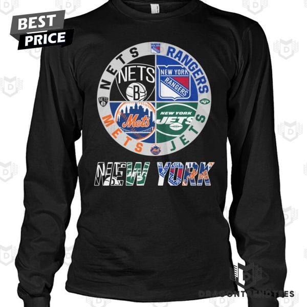 Brooklyn Nets x New York Rangers x New York Jets x New York Mets Unisex T-Shirt