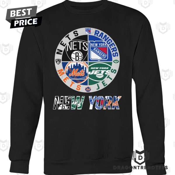 Brooklyn Nets x New York Rangers x New York Jets x New York Mets Unisex T-Shirt