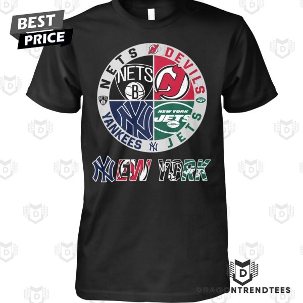 Brooklyn Nets x New York Yankees x New York Jets x New Jersey Devils Unisex T-Shirt