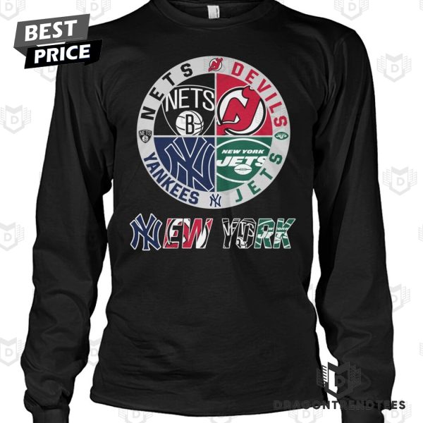 Brooklyn Nets x New York Yankees x New York Jets x New Jersey Devils Unisex T-Shirt