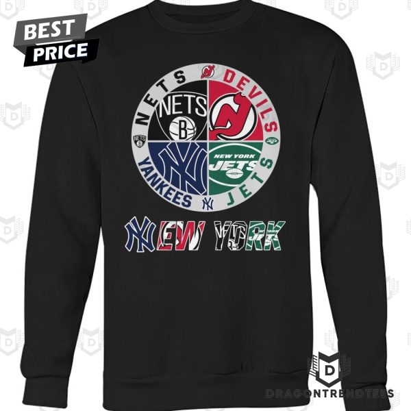 Brooklyn Nets x New York Yankees x New York Jets x New Jersey Devils Unisex T-Shirt