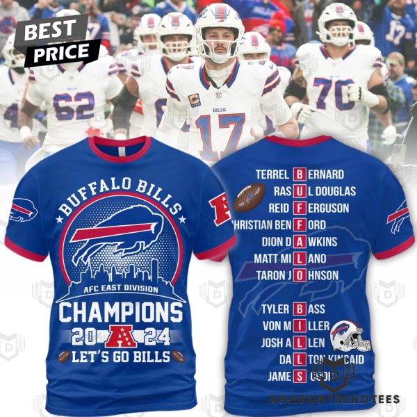 Buffalo Bills Afc East Division Champions 2024 Let Go Bills 3D T-Shirt