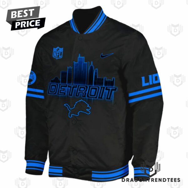 Detroit Lions Back In Black Baseball Jacket