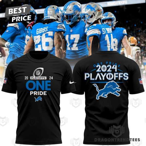 Detroit Lions Play Offs 2024 Black 3D T-Shirt