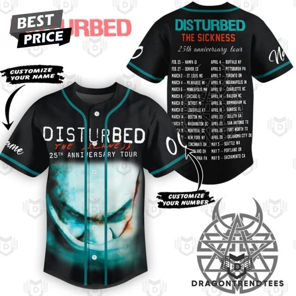 Disturbed The Sickness 25th Anniversary Tour Baseball Jersey