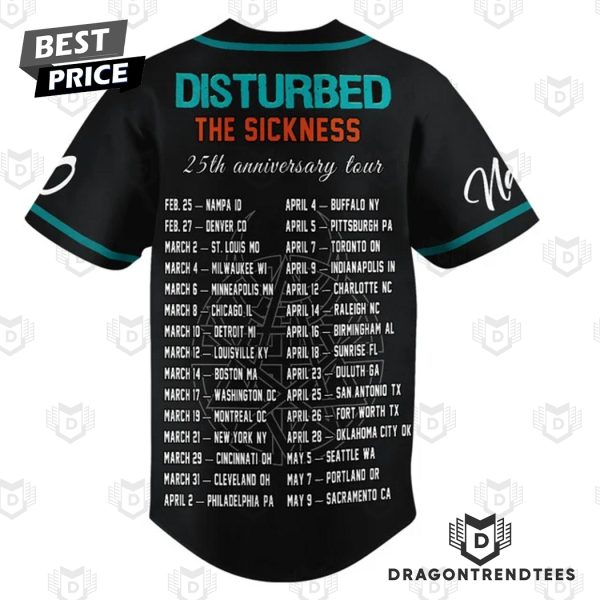 Disturbed The Sickness 25th Anniversary Tour Baseball Jersey