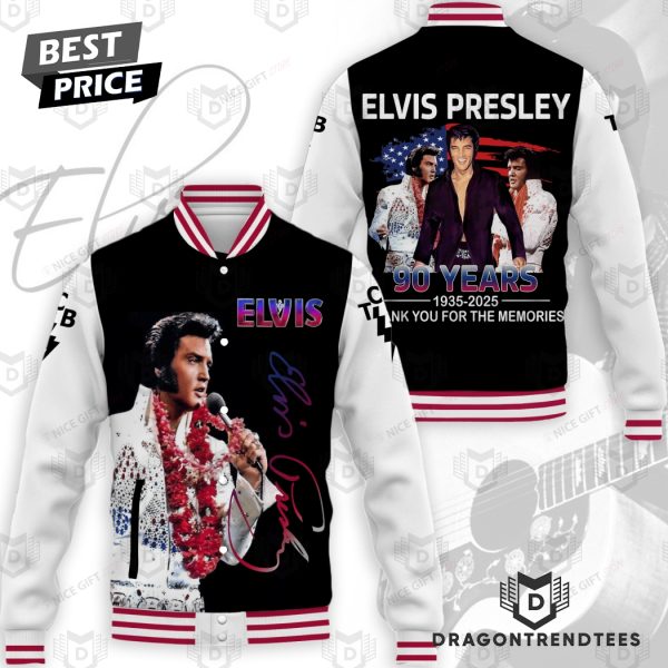 Elvis Presley 90 Years 1935-2025 Signature Thank You For The Memories Baseball Jacket