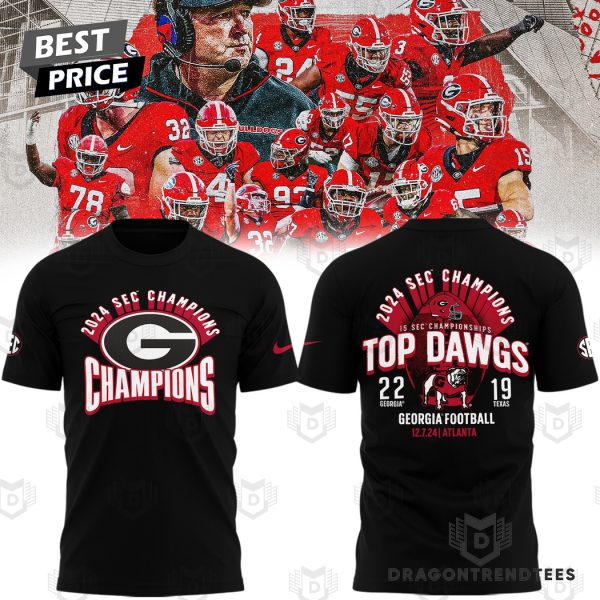 Georgia Bulldogs 2024 SEC Champions Top Dawgs 3D T-Shirt