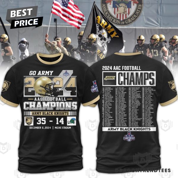 Go Army – AAC Football Champions 2024 Army Black Knights 3D T-Shirt