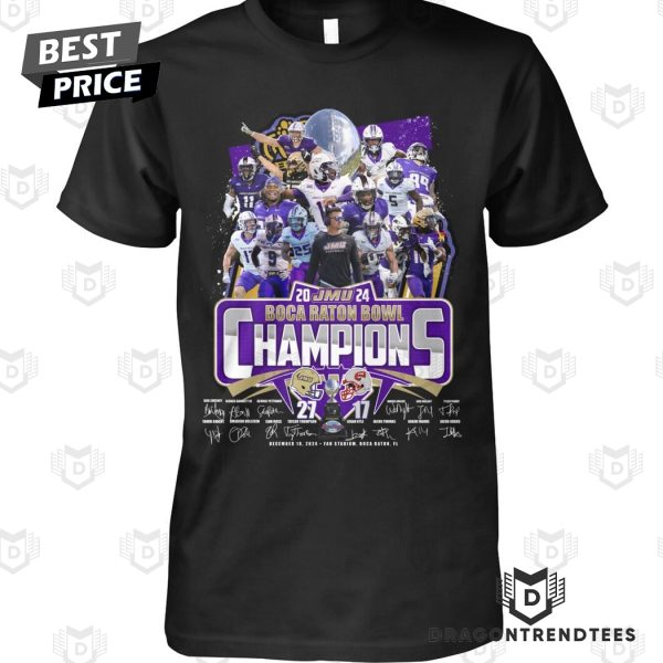 James Madison Dukes 2024 Boca Raton Bowl Champions Signature Unisex T-Shirt