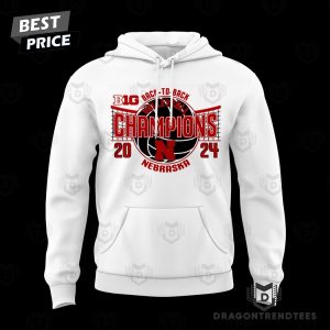 Nebraska Huskers 2024 Big Ten Back-to-Back Women Volleyball Regular Season Champions Hoodie – White