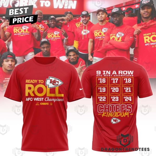 Kansas City Chiefs Nine Straight AFC West Division Champions 3D T-Shirt