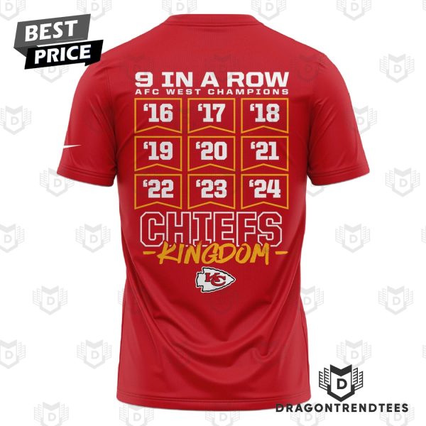 Kansas City Chiefs Nine Straight AFC West Division Champions 3D T-Shirt