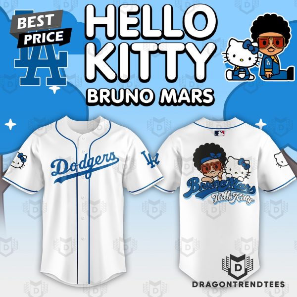 Los Angeles Dodgers Bruno Mars And Hello Kitty Collab Baseball Jersey