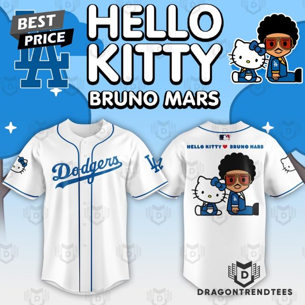 Los Angeles Dodgers x Bruno Mars And Hello Kitty Collab Baseball Jersey