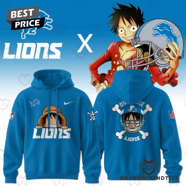 Luffy One Piece x Detroit Lions Hoodie – Blue