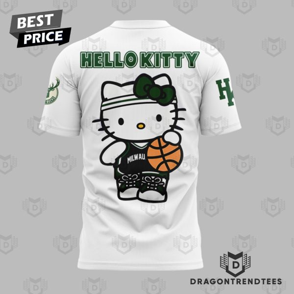 Milwaukee Bucks x Hello Kitty White 3D T-Shirt