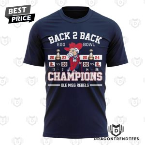 Back To Back Egg Bowl 2024 Champions Ole Miss Rebels 3D T-Shirt