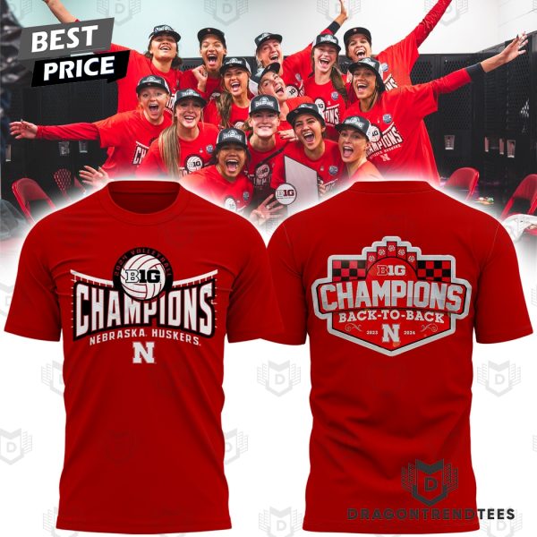 Nebraska Huskers 2024 Big Ten Back-to-Back Women Volleyball Regular Season Champions 3D T-Shirt