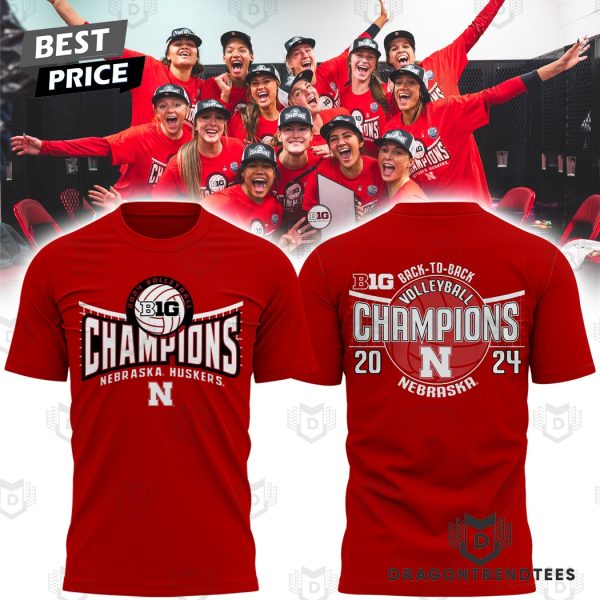 Nebraska Huskers Back-to-Back Big Ten Women Volleyball Regular Season Champions 3D T-Shirt