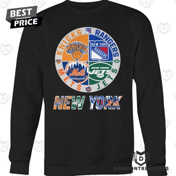 New York Knicks x New York Rangers x New York Mets x New York Jets Unisex T-Shirt