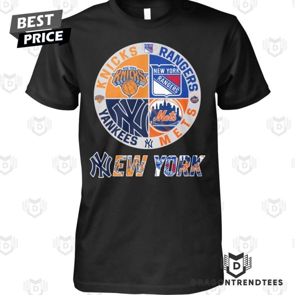 New York Knicks x New York Rangers x New York Yankees x New York Mets Unisex T-Shirt