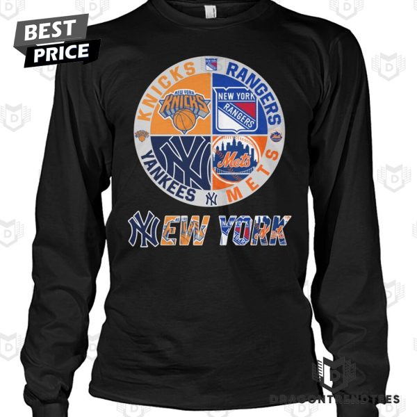 New York Knicks x New York Rangers x New York Yankees x New York Mets Unisex T-Shirt