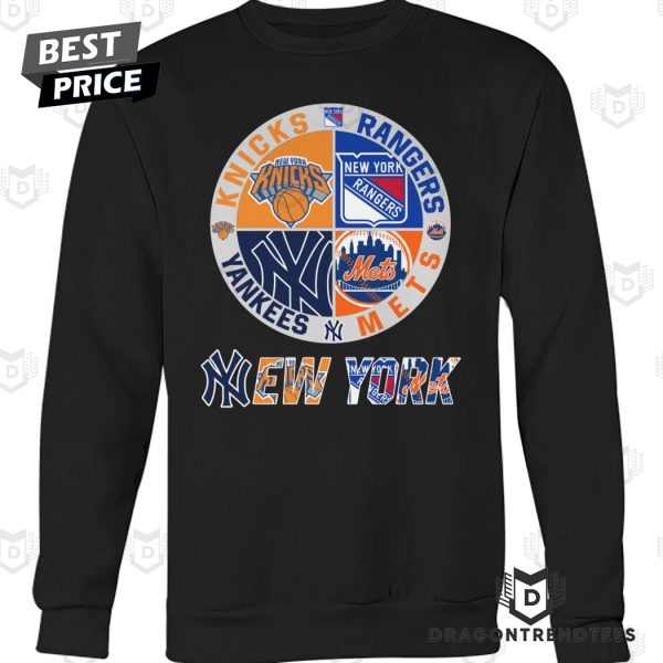 New York Knicks x New York Rangers x New York Yankees x New York Mets Unisex T-Shirt