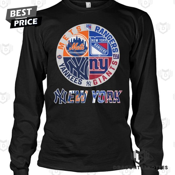 New York Mets x New York Rangers x New York Giants x New York Yankees Unisex T-Shirt