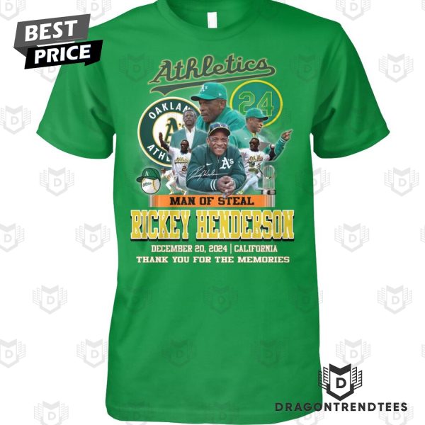 Oakland Athletics Rickey Henderson Man Of Steal Signature Unisex T-Shirt