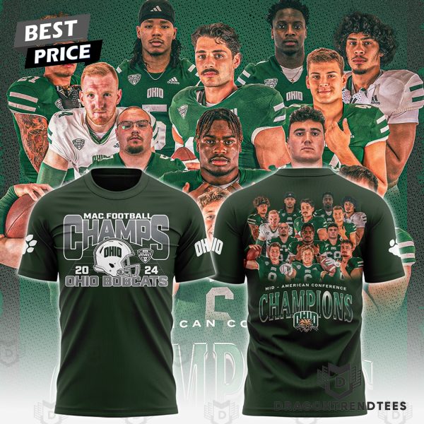 Ohio Bobcats Football MAC Champions 2024 3D T-Shirt