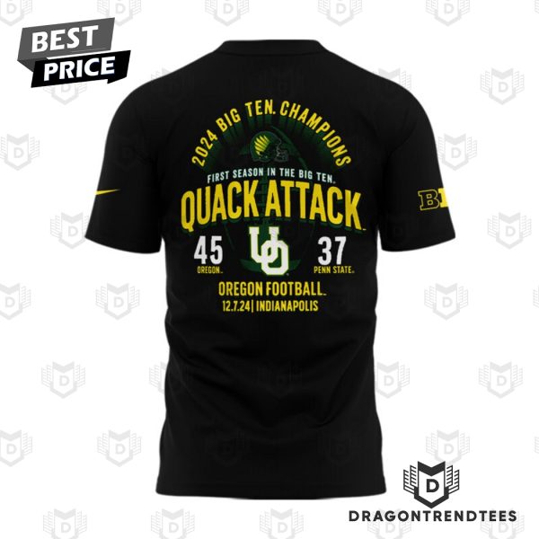 Oregon Ducks 2024 Big Ten Conference Champions Quack Attack 3D T-Shirt – Black