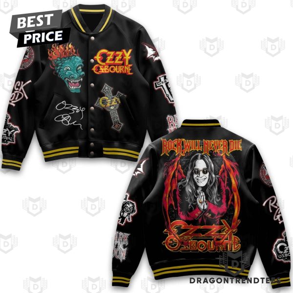 Ozzy Osbourne Rock Will Never Die Baseball Jacket