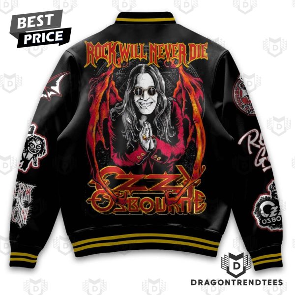 Ozzy Osbourne Rock Will Never Die Baseball Jacket