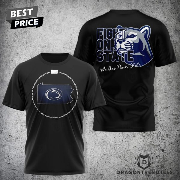 Penn State Nittany Lions Fight On State 3D T-Shirt – Black