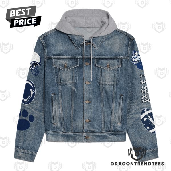 Penn State Nittany Lions Football Family Friends Hooded Denim Jacket