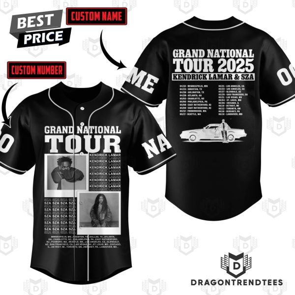 Personalized Kendrick Lamar Grand National Tour 2025 Baseball Jersey