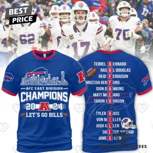 Afc East Division Champions 2024 Buffalo Bills Let Go Bills 3D T-Shirt