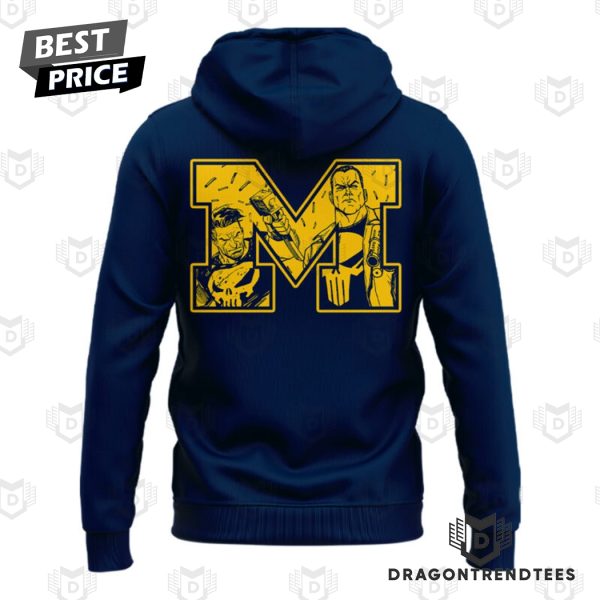 Punisher Michigan Wolverines Football Logo Hoodie – Blue