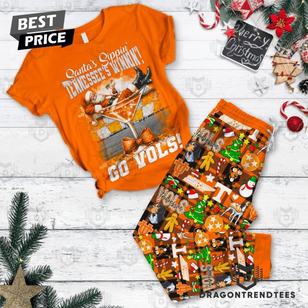 Santa Sippin Tennessee Volunteers Winnin Go Vols Pajamas Set