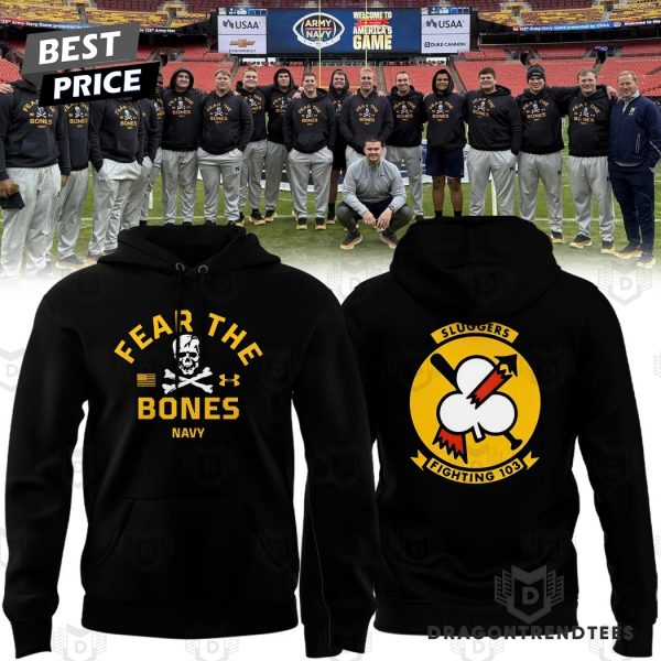 Sluggers 103 Fear The Bones Navy Midshipmen Football Hoodie