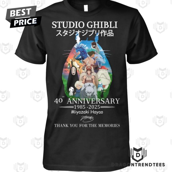 Studio Ghibli 40th Anniversary 1985-2025 Miyazaki Hayao Signature Thank You For The Memories Unisex T-Shirt