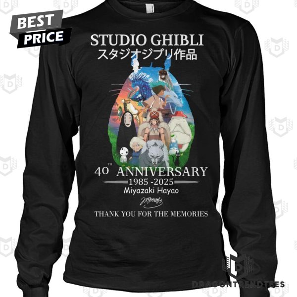 Studio Ghibli 40th Anniversary 1985-2025 Miyazaki Hayao Signature Thank You For The Memories Unisex T-Shirt