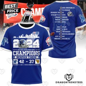 2024 Scooters Coffee Frisco Bowl Champions Memphis Tigers 3D T-Shirt